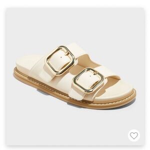 Universal Thread double-buckle cream and gold sandals, size 8